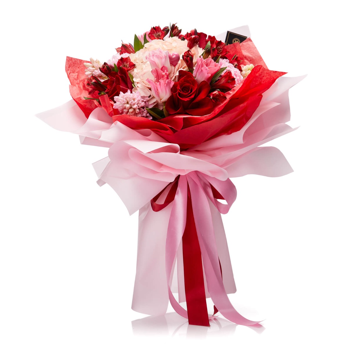 Buchet flori "Be my Valentine" - Alstroemeria|Hortensie|Lalea|Trandafiri