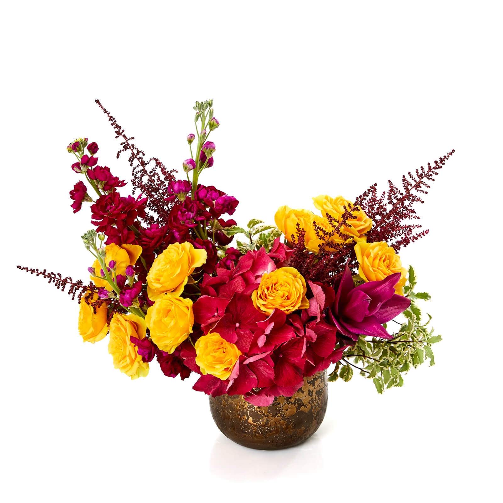 Aranjament floral cu astilbe si curcuma - Astilbe|Hortensie|Minirosa