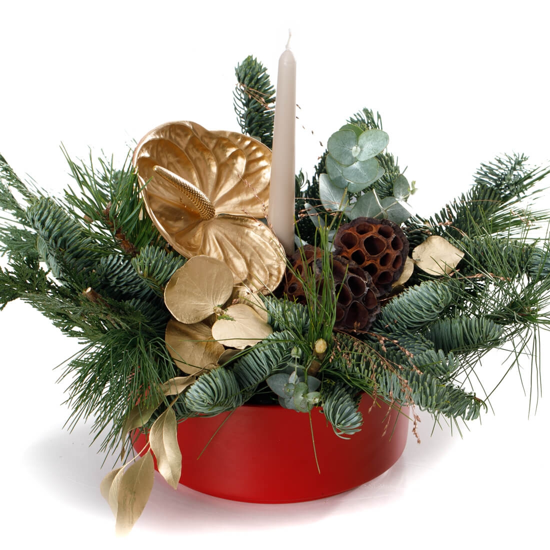 Aranjament floral de Craciun "Christmas wishes" - Anthurium