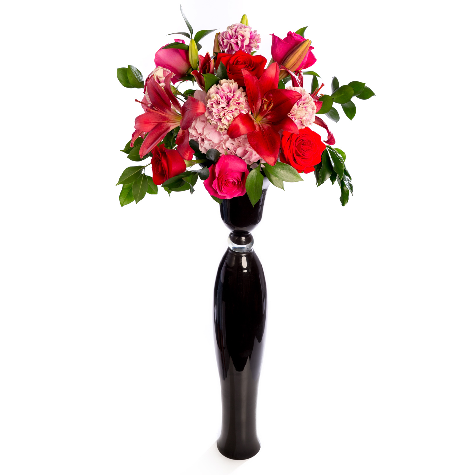Aranjament floral de nunta din garoafe, trandafiri - Crin|Trandafiri