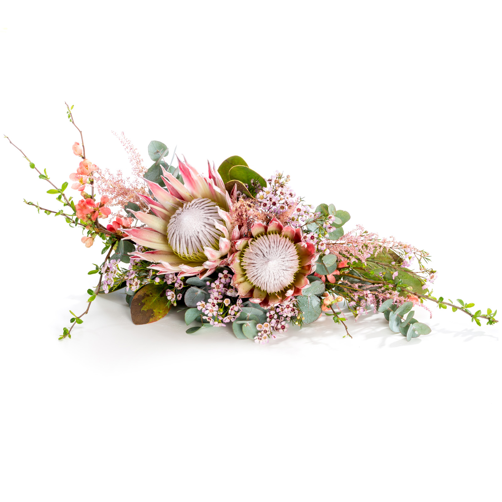Aranjament prezidiu din protea si waxflower - Anemone