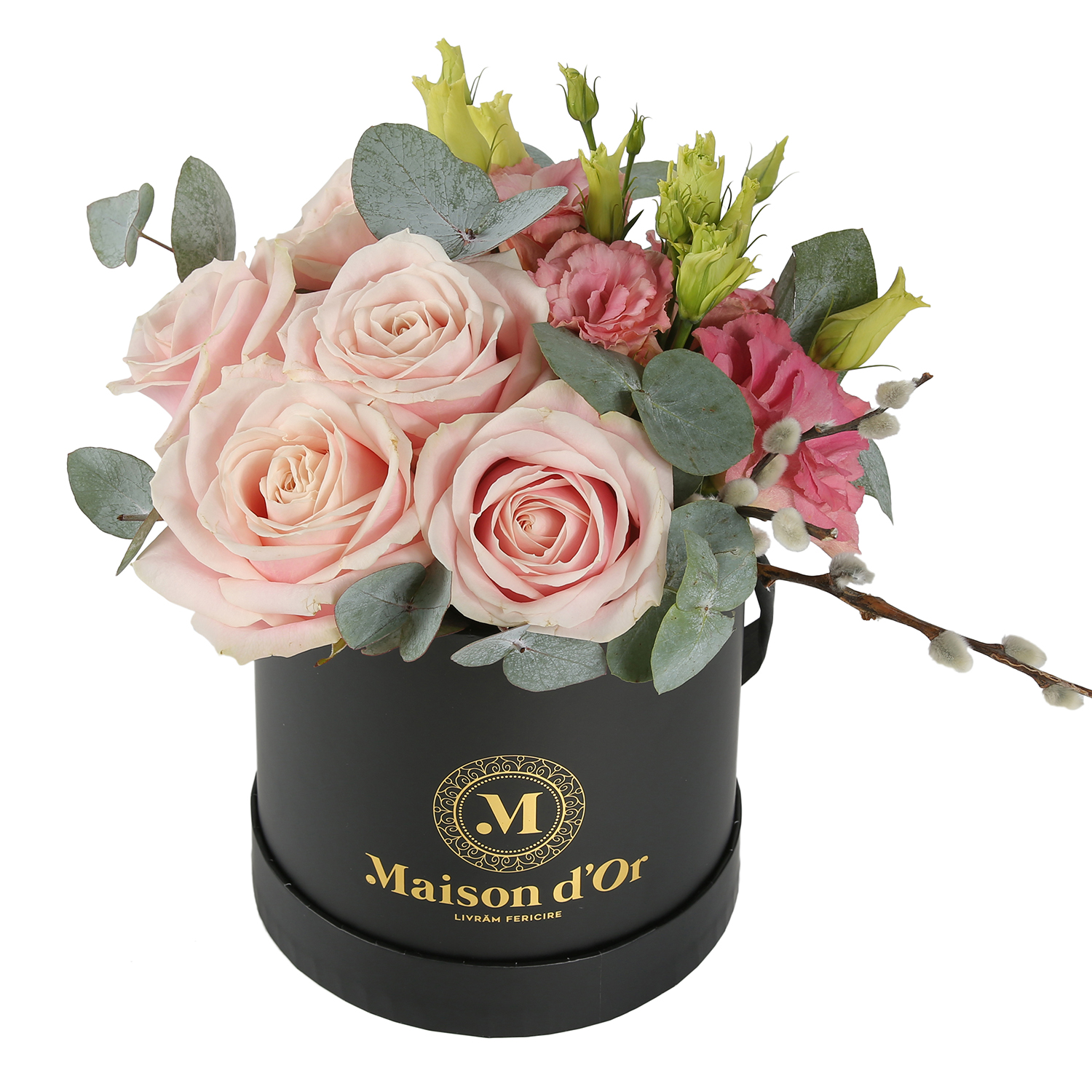 Cutie trandafiri roz si lisianthus - Lisianthus|Trandafiri