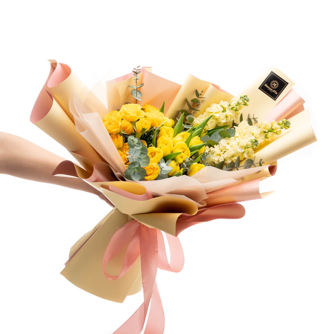 Buchet de flori Yellow Sun - Lalea|Matthiola|Minirosa