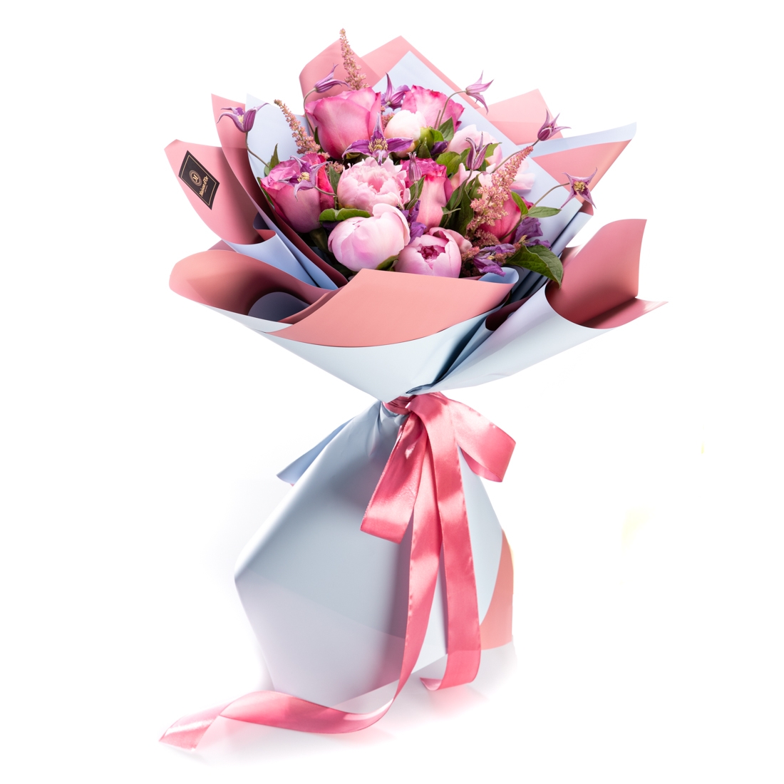 Buchet de Bujori si Clematis Mauve Charm - Astilbe|Bujori|Trandafiri