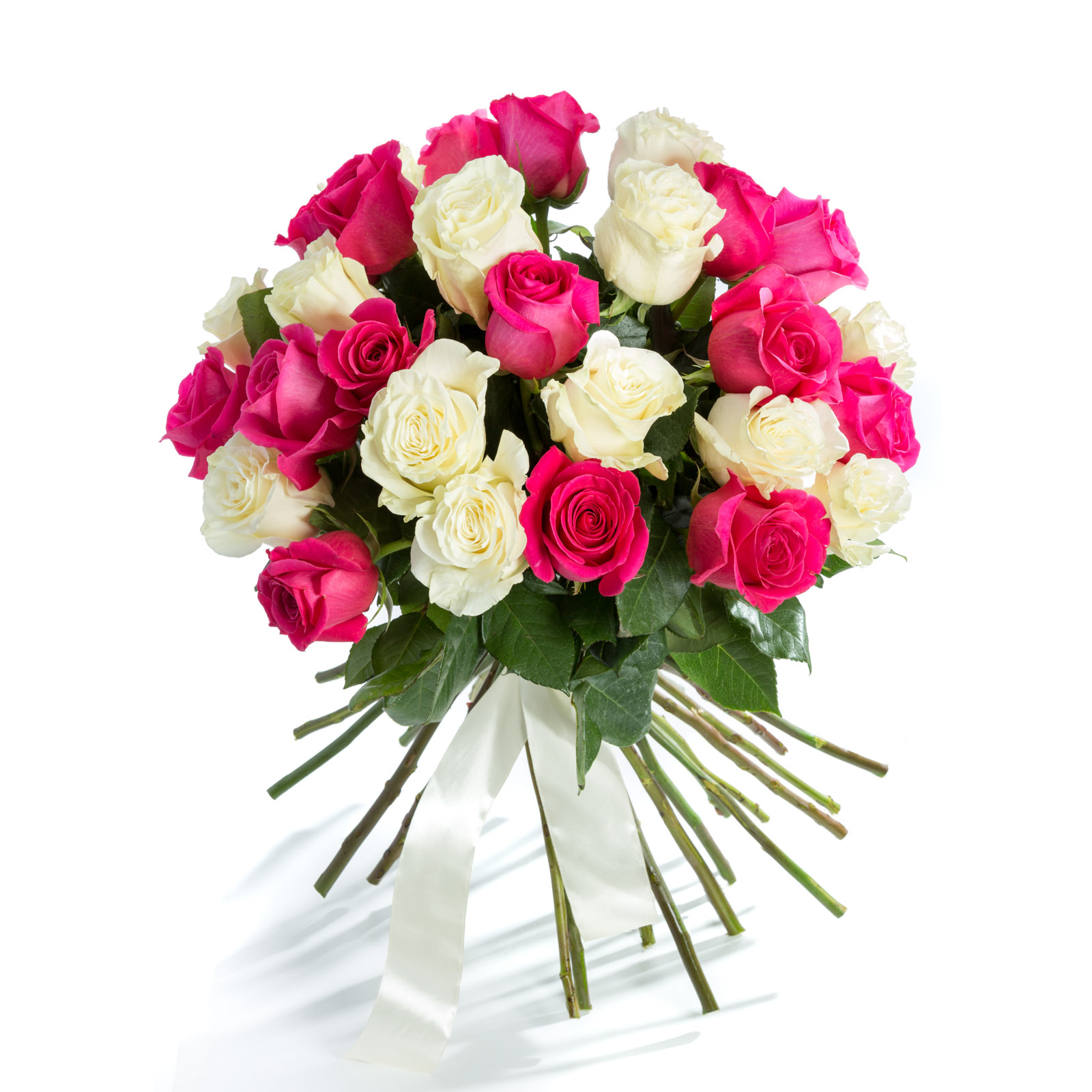 Buchet 29 Trandafiri Albi si Ciclamen - Trandafiri