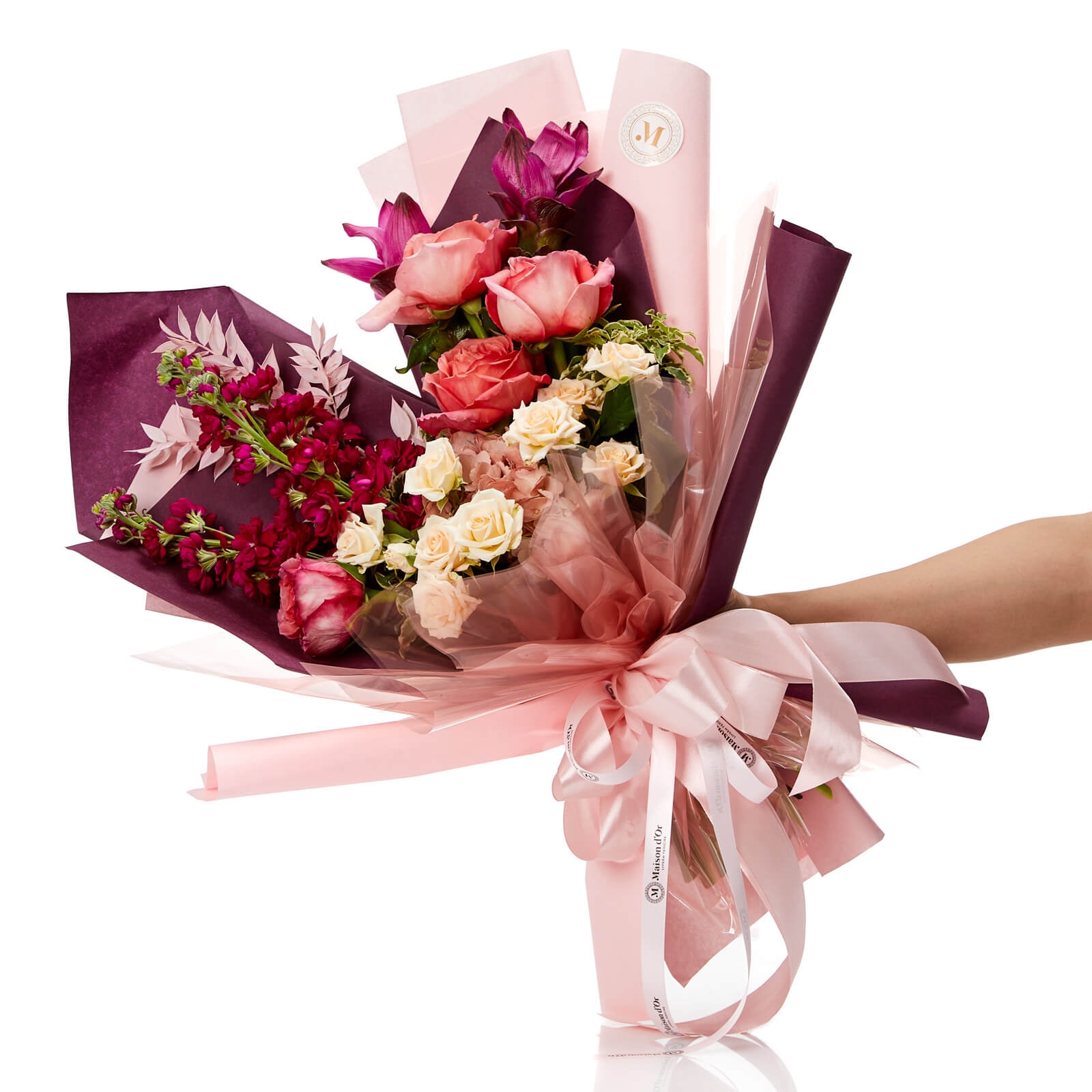 Buchet Curcuma - Matthiola|Minirosa|Trandafiri