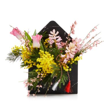 Floral Arrangement with Mimosa: Thank You