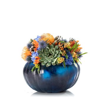 Blue Halloween floral arrangement
