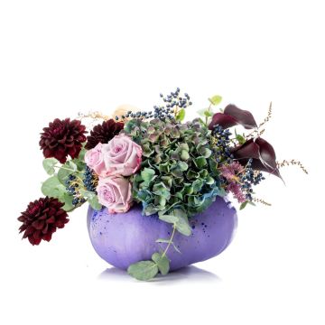 Purple halloween floral arrangement
