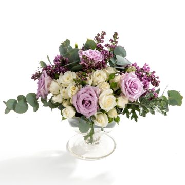 Aranjament floral de nunta din minirosa, trandafiri