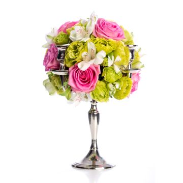 Wedding floral arrangement from lisianthus, roses