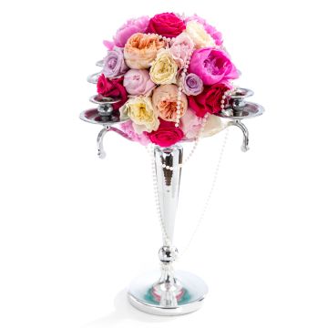 Wedding floral arrangement of peonies, roses