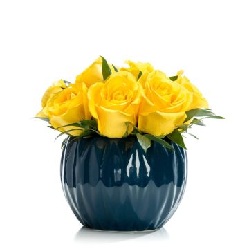 Aranjament floral business cu trandafiri galbeni 