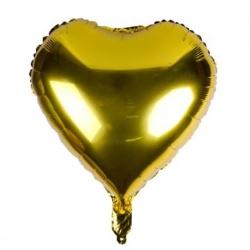 Gold heart foil helium baloon