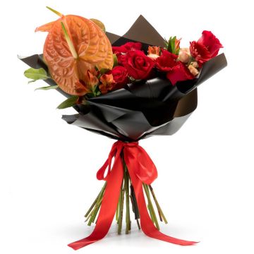 Bouquet of anthurium and minorosa flowers