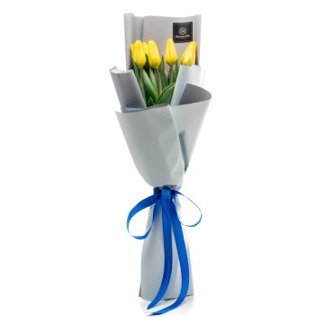 Buchet de flori cu 9 lalele galbene