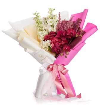 Bouquet Of Flowers With Phalaenopsis And Alstroemeria