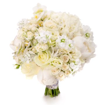 White peony wedding bouquet