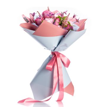 Buchet de Bujori si Clematis Mauve Charm