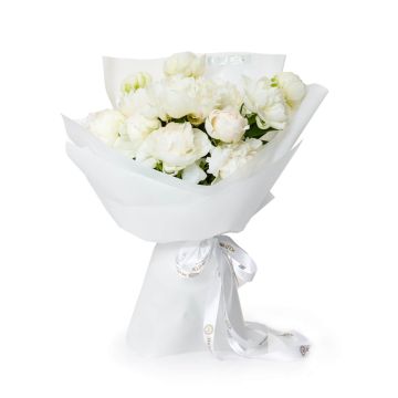 Bouquet with 15 white peonies