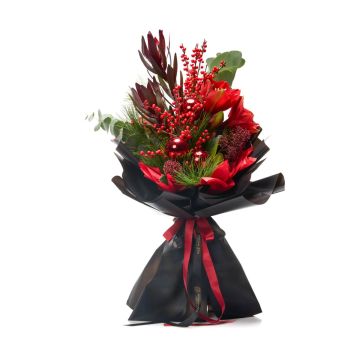 Buchet de Craciun cu amaryllis si ilex				