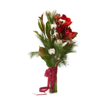 Buchet de Craciun cu bumbac si amaryllis				