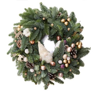 Christmas wreath with gnom and globes