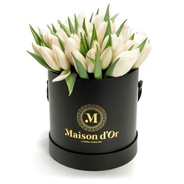 Box of 39 white tulips