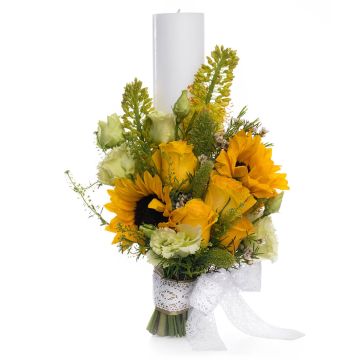 Yellow short wedding candle