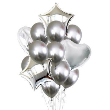 Set of silver helium balloons