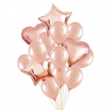 Set baloane rose cu heliu