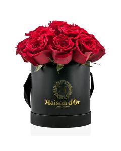 Cutie neagra 15 trandafiri rosii