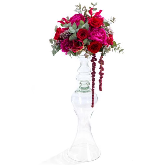 Wedding floral arrangement of peonies, roses