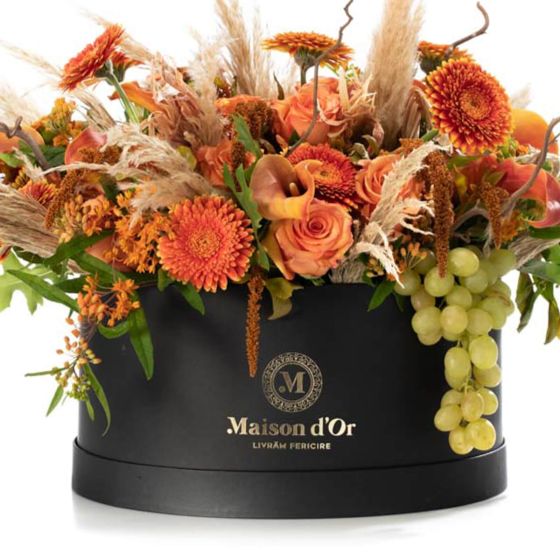 Giant box with roses and orange calla