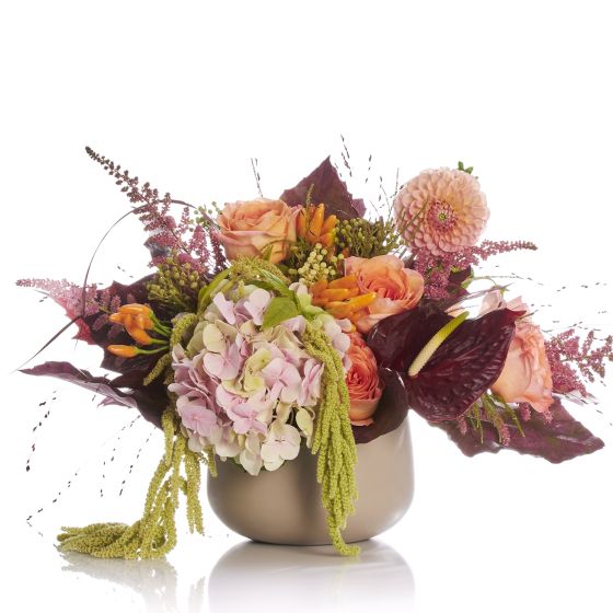 Aranjament floral cu hortensie si anthurium