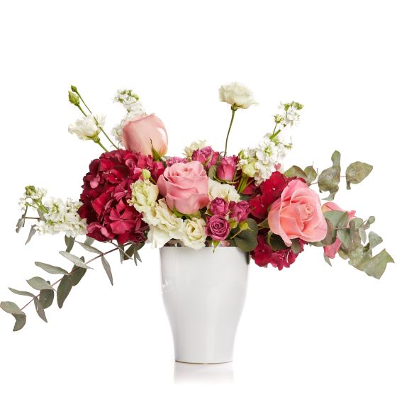 Floral arrangement with hydrangea and roses