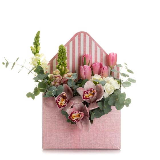 Aranjament floral in cutie plic cu Cymbidium