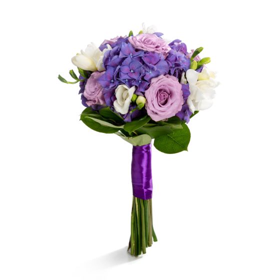 Purple hydrangea bridal bouquet
