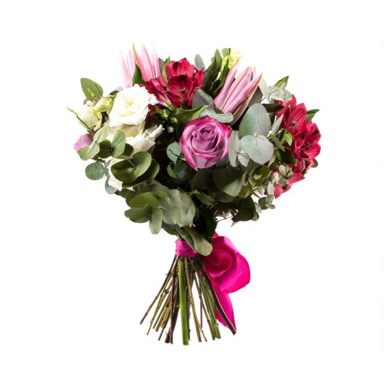 Bouquet of Pink Roses and Pink Lily