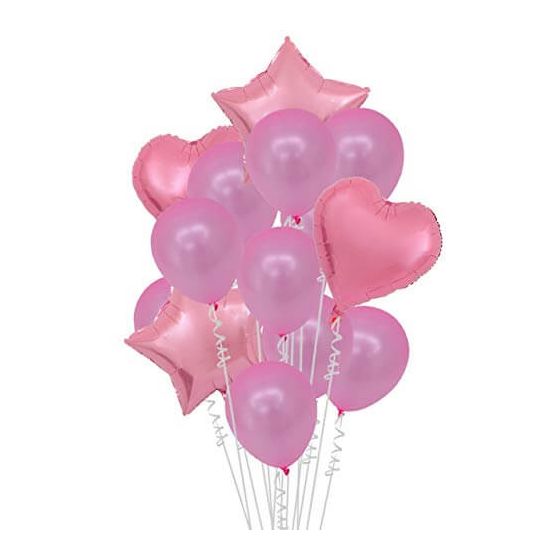 Set of pink helium balloons