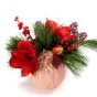 Floral arrangement with red and holly amaryllis