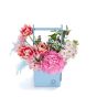 Box with red roses and alstroemeria
