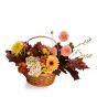 Floral arrangement in basket with cream mini rose