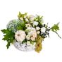 Floral arrangement in basket with lisianthus and mini rose