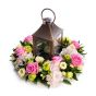Aranjament floral de nunta din lisianthus, trandafiri