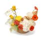 Aranjament floral in cos cu dalii si crizamteme