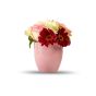 Aranjament floral frezii si trandafiri roz