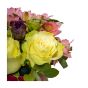 Floral arrangement of white roses and pink alstroemeria