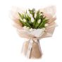 Bouquet of 25 white tulips and eucalyptus