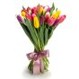 Bouquet of 35 multicolored tulips